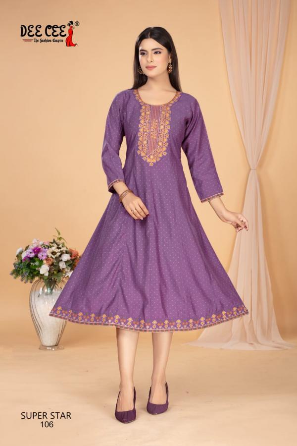 Deecee Super Star Flared Printed Roman Silk Kurtis Collection